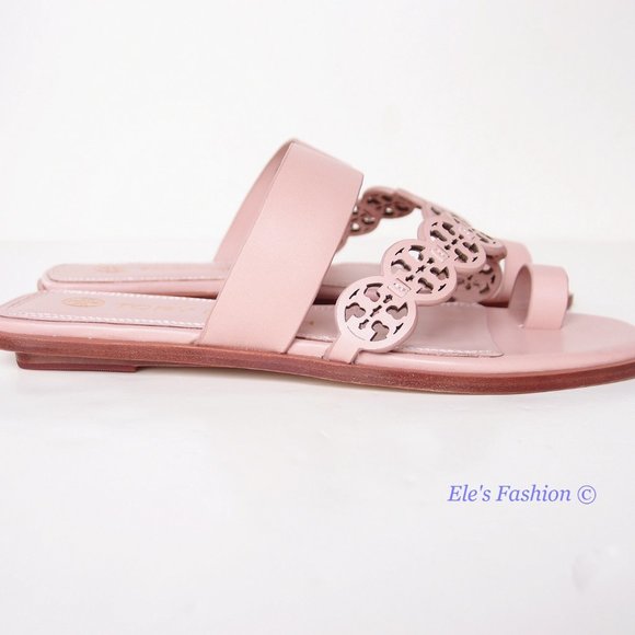 NIB Tory Burch Tiny Miller Toe Ring Leather Sandal Shell Pink US 7 10.5 AUTHENTC - Picture 9 of 16